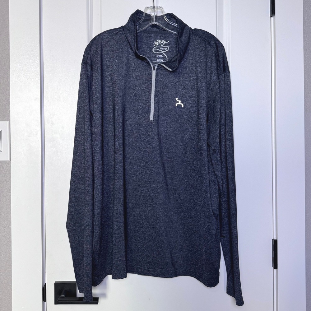 Hooey Mens XXL Quarter Zip Pullover Charcoal Heather Performance
